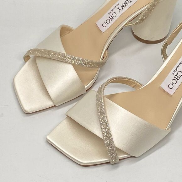 Jimmy Choo Plum Satin & Glitter Slingback Sandals size 37.5 - Picture 6 of 11